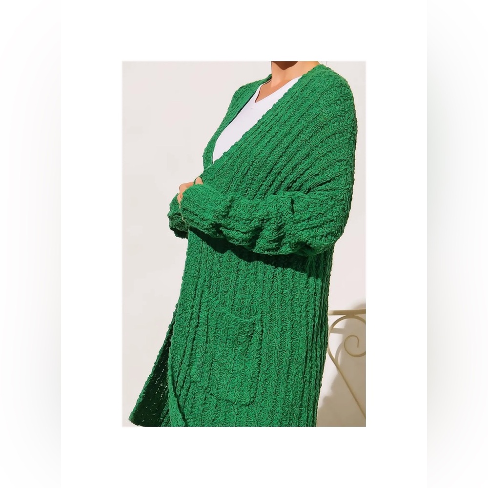 Ribbed Popcorn Full Body Duster Cardigan